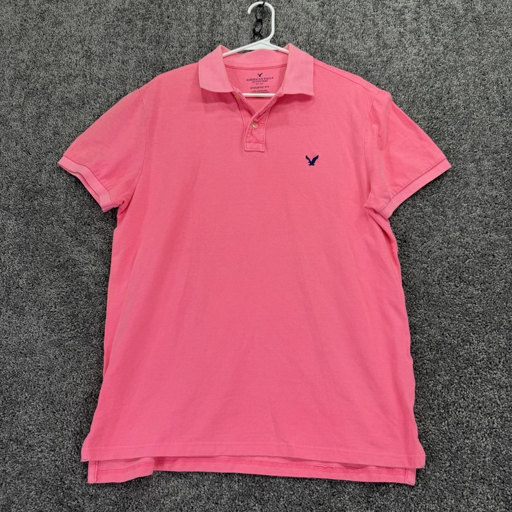 American Eagle Outfitters Polo Shirt Mens Large Pink Athletic Fit Logo Casual